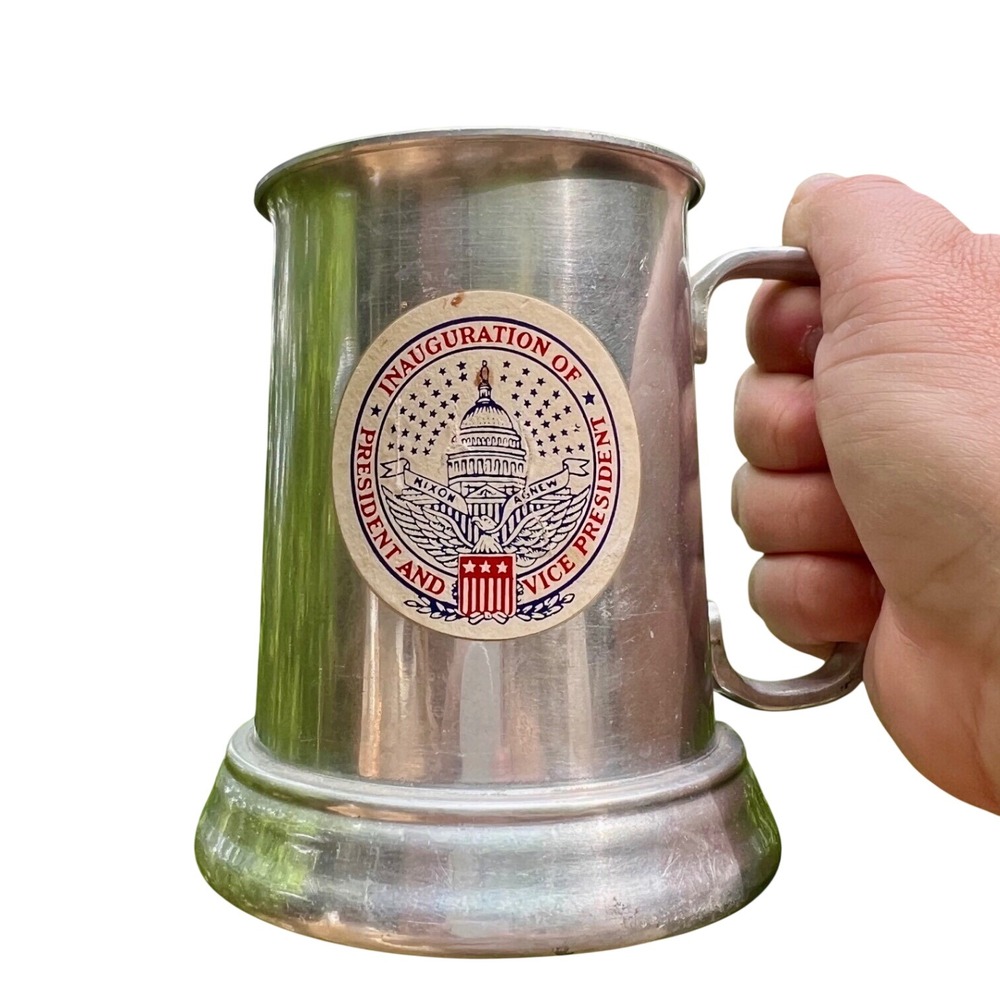 Tankard Nixon Agnew 1969 Presidential Inaugural Pewter Glass Bottom Stein Mug - Picture 2 of 16